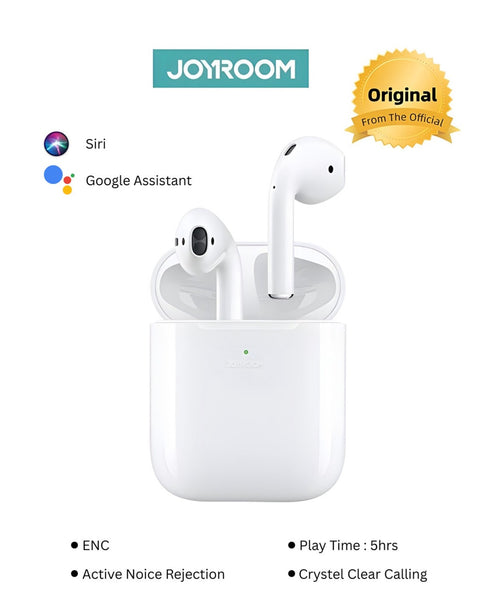 JOYROOM JR-TOS TWS Semi In-Ear
Wireless Earbuds - Bluetooth 5.1, Smart Touch Control, Pop-Up Auto Pairing, Wireless Charging Power Box with Anti-Fingerprint Silicone Case (Standard 2026 Version - White)